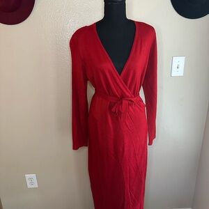 Cold water Creek Red Wrap Dress Sz L